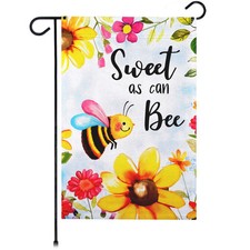G128 Sweet Bee Flowers Garden Flag 12x18 In Spring Lawn Decoration