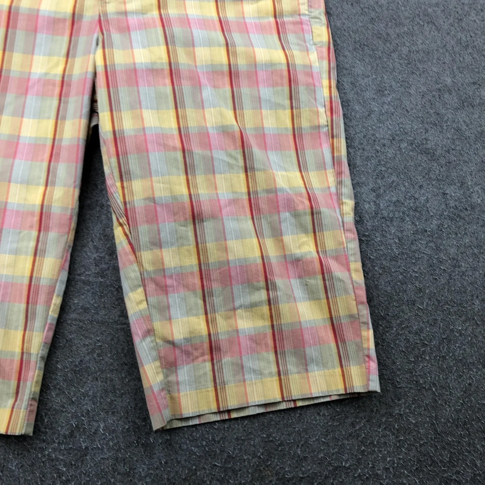 Pantalones Cortos Dockers Para Mujer 14 Naranja A Cuadros Elastizados Bermudas Preppy Verano Golf Clásico Foto 3 de 4
