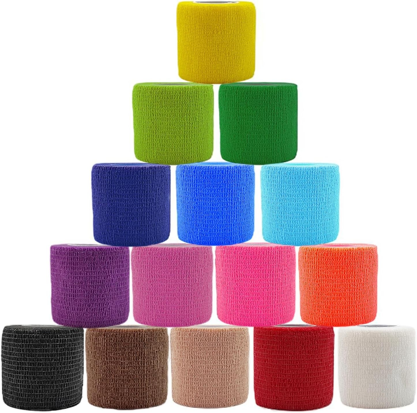 15 Pack Self Adhesive Bandage Wrap 2 Inch x 5 Yards Self-Adherent 2IN, Mix-15 