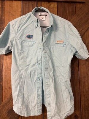 Columbia Women's S Light Blue Short Sleeve Button-Up Shirt Florida Gators