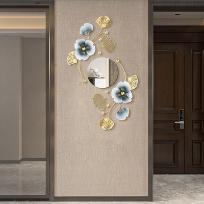 3 Pcs Metal Decorative Wall Mirrors for Living Room Metal Ginkgo Leaf Mirror ...