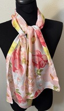 Lightweight Woman  s Floral Scarf Pastel Multicolor Sheer Rectangle NEW