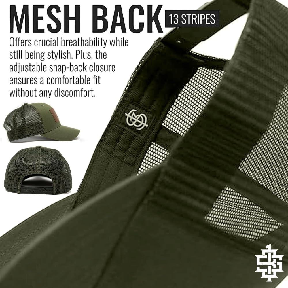 American Flag Hat – Leather Patch Mesh Back Ameri… - image 5