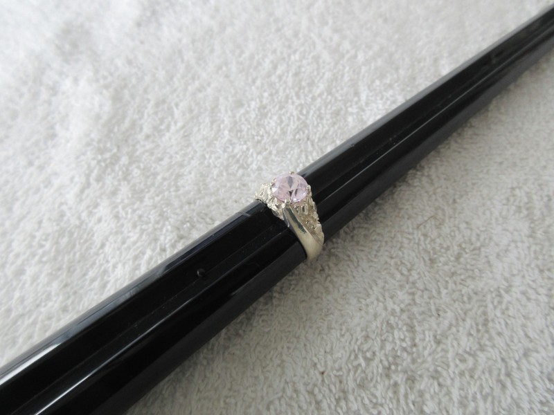 LOVELY~[+ QUALITY ]~ 925 STERLING SILVER PINK CZ DESIGN RING ~~SIZE 10