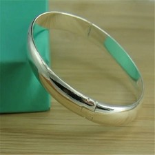 Solid 925 Sterling Silver Open Mens Women Torque Identity Bangle Bracelet UK
