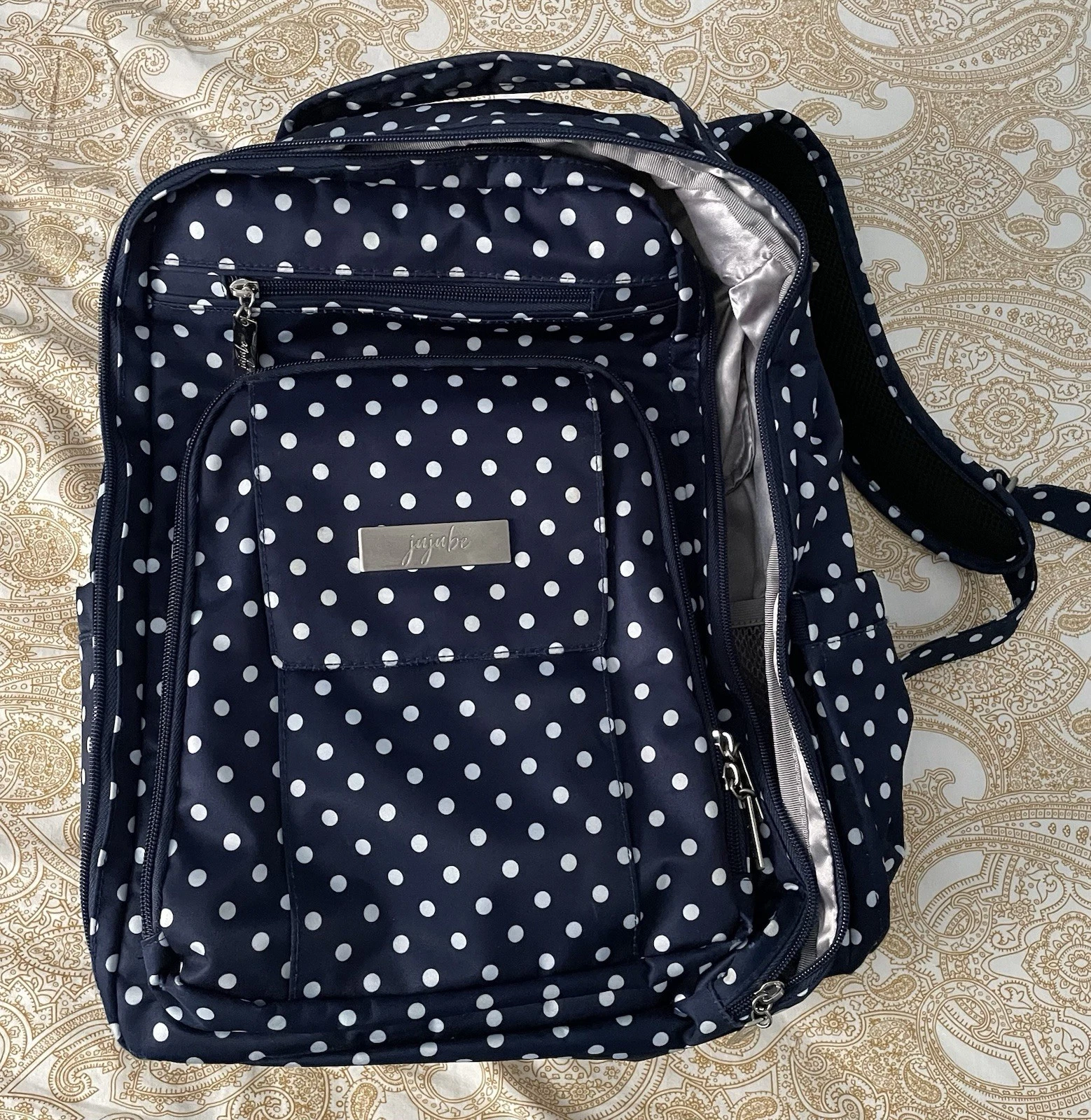 Jujube Zealous Backpack Blue With Dots New 9 Pockets New