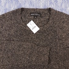 J.CREW Lambs Wool Blend Sweater Pullover Mens Large Crew Neck Brown Black NEW