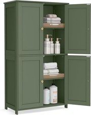 Floor Storage Cabinet Shaker Cabinet W/ 2 Adjustable Shelves 4 Doors Durable New