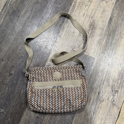 Kipling Angie Crossbody Bag Nylon Adjustable Strap Pockets Chevron Print
