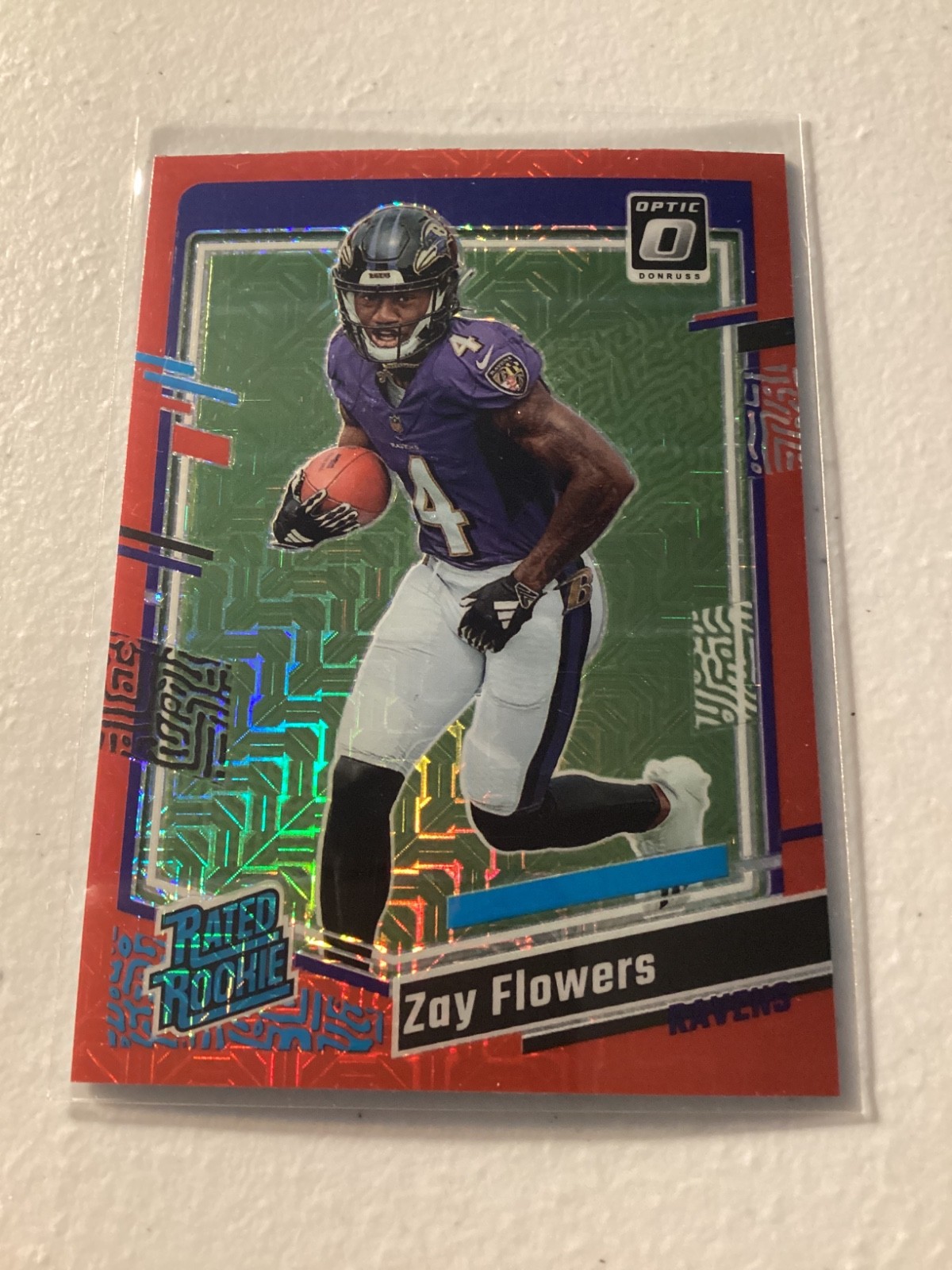 2023 Panini Donruss Optic - Rated Rookie Zay Flowers #210 Red Mojo Prizm (RC)