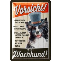 Lanolu Blechschild Vorsicht Kein Wachhund Humor Retro - 20X30Cm