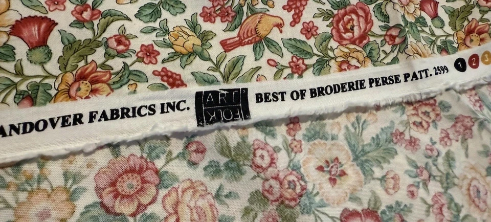 American Folk Art Museum Andover Broderie Perse rosa floral 44” ancho x por comprar Foto 4 de 4