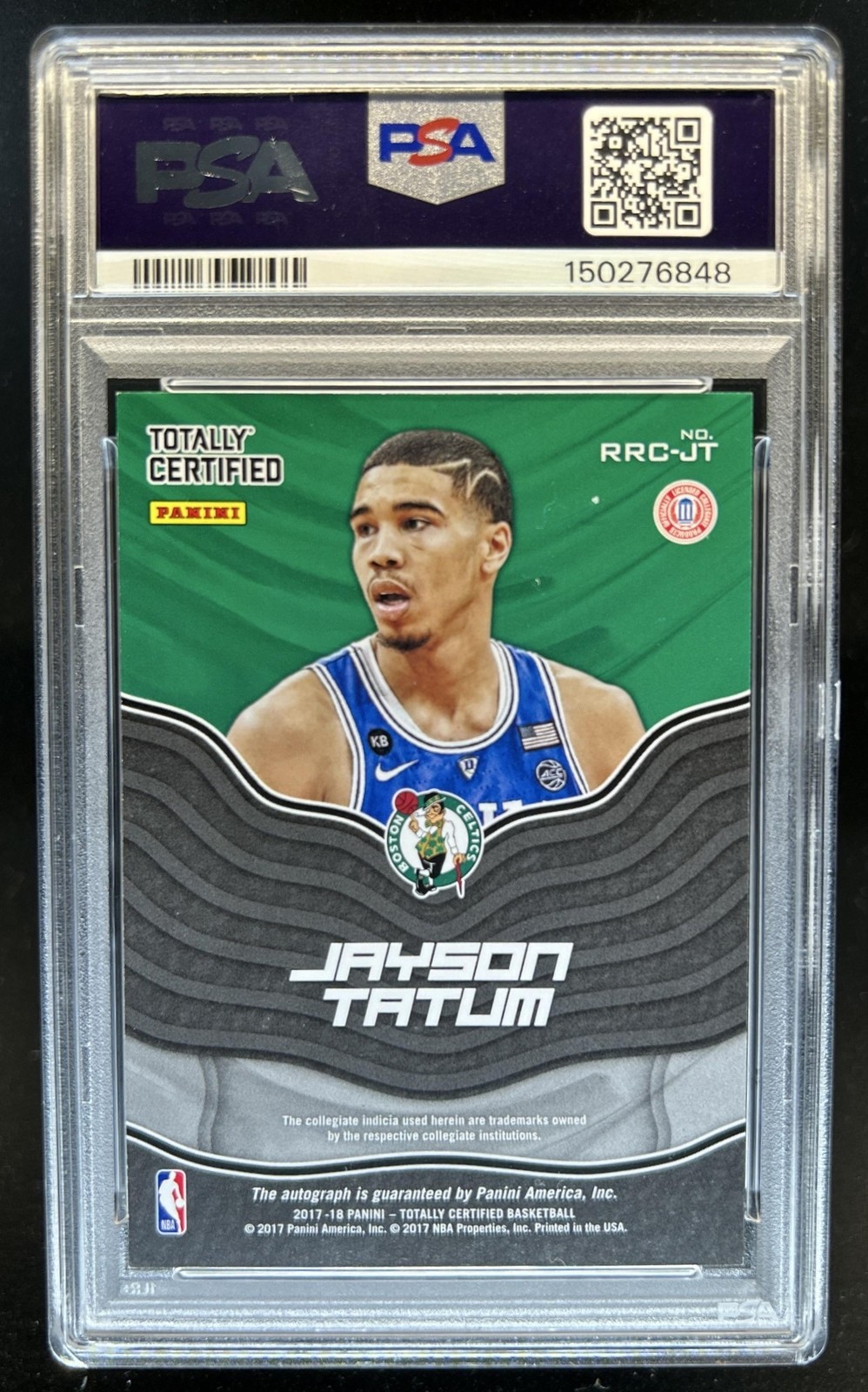 2017-18 Totally Certified Jayson Tatum Rookie Roll Call Red Auto #JT PSA AUTH 10 view 2