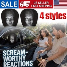 2Pcs Funny Ghost Face Headrest Covers - Elastic Washable Auto Seat Protectors US