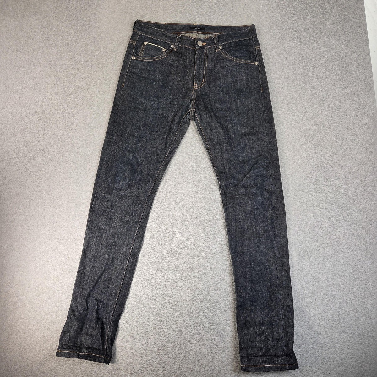 Branded Jeans Mens 30x30 Dark Indigo Selvedge Denim Slim Fit Raw