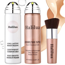 Airbrush Foundation Spray with Primer, Buildable Full Coverage Waterproof Founda