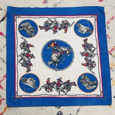 VTG Western Cowboy Buckaroo Bandana Handkerchief Rodeo Bucking Bronco USA Made