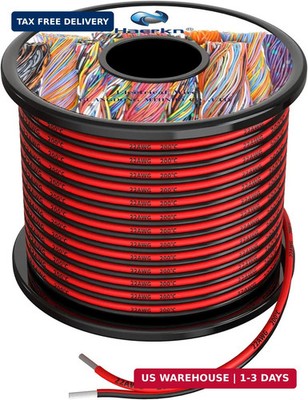 22 awg Silicone Electrical Wire 2 Conductor Parallel Wire line 200ft [Black 100f