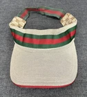 GUCCI Vtg Sun Visor Sherry Line Band GG Webbing Canvas Hat Cap