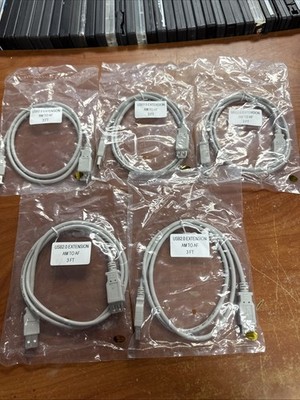 Brand New! Lot of 5 USB 2.0 Extension Cables (AM to AF) 3 FT