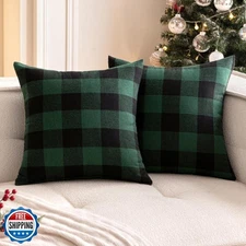Woaboy Pack of 2 Christmas Buffalo Check Throw Pillow Covers Plaids Farmhouse