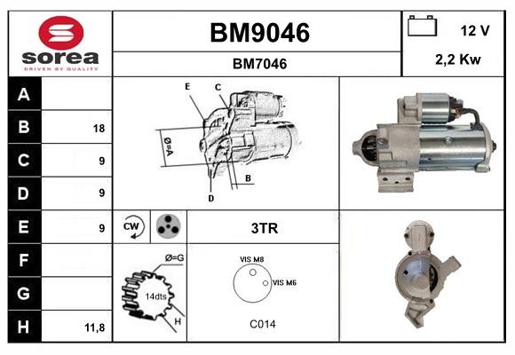 Démarreur SNRA BM9046 pour BMW Série 5 et X3 moteur essence