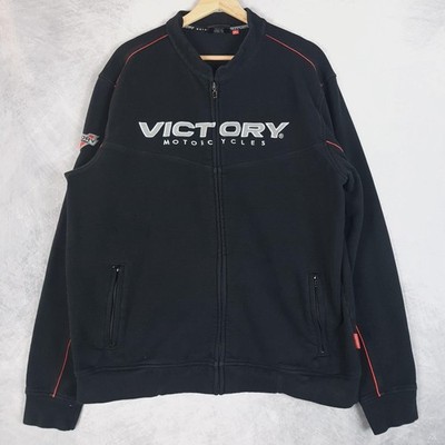 Victory Motorcycles Sweatshirt Jacket Mens XL Black Distressed