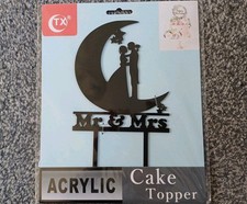 Black Acrylic Wedding Cake Topper -  Mr & Mrs 