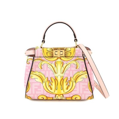 FENDI Fendace Peekaboo Hand Schultertasche Leder Rosa 8BN244 90253953