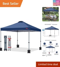 10x10 Navy Blue Pop-Up Canopy Tent with Roller Bag - Outdoor Versatility