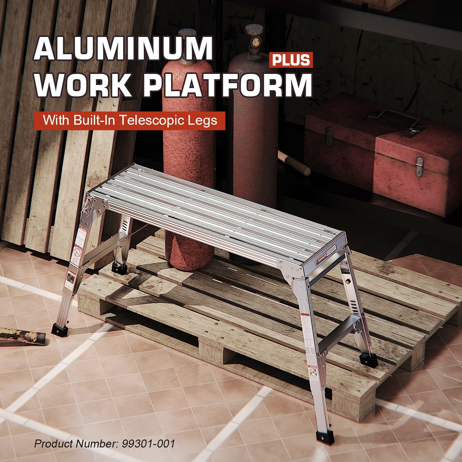 Bench Work Ladder Adjustable Work Platform Ladder Aluminum Step Stool Portable Bench ...