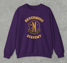 Purple Nevermore Academy Sweatshirt, wednesday sweatshirt, wednesday addams