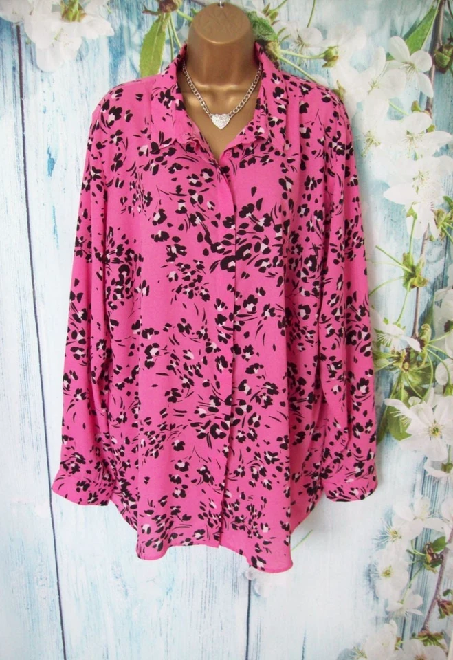 NEW LOOK CURVES TOP PLUS SIZE 24, Sugar pink button through blouse shirt - Image 2 of 4