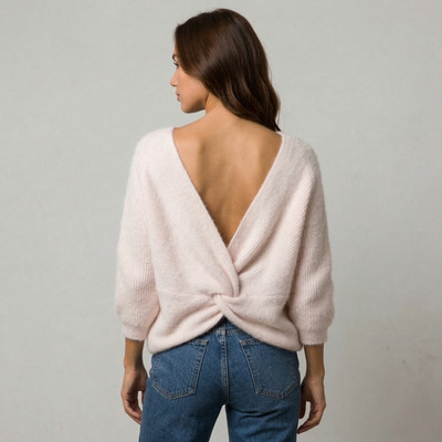 Ba&sh Women's Barmy Zaya Angora Knot Sweater in Blush Pale Pink size 1 US Small
