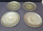 4 Mid Century Gold Dust Aventurine Art Glass Swirl Dessert Plates Handblown 8.5"