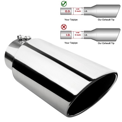 1pc/2pc Stainless Steel Exhaust Tip 5'' Inlet - 7'' Outlet -15'' Long Bolt-On Pipe