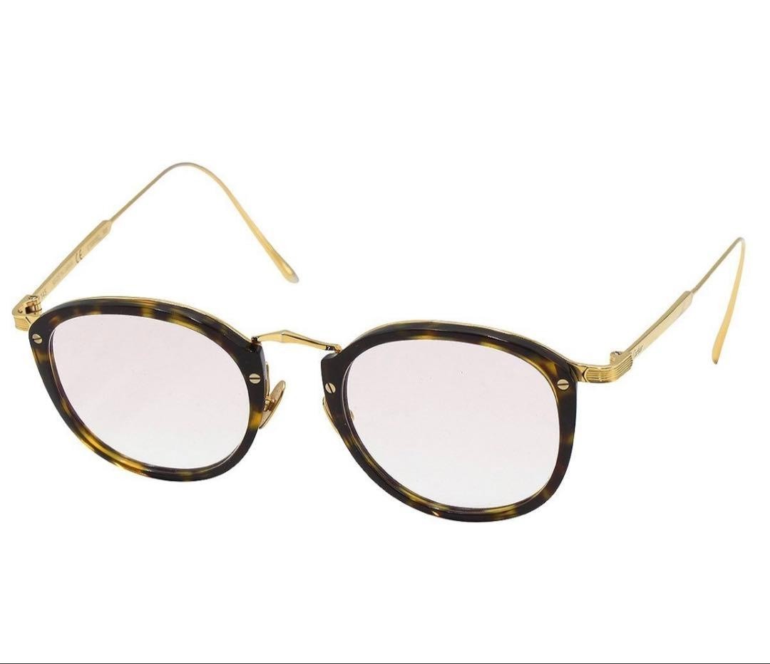 Cartier S2582 Round Tortoise Shell Eyeglasses Gold Frame France