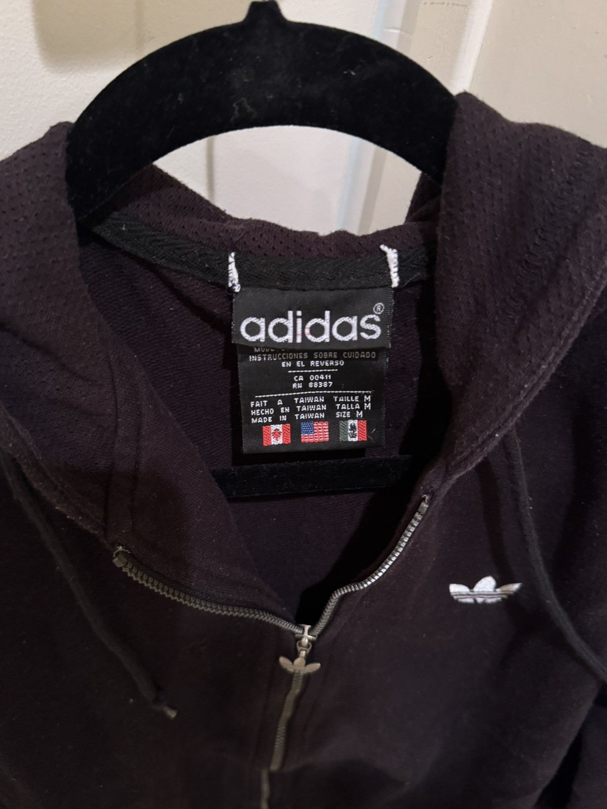 Adidas Original Cropped Hoodie Tree Stripes Black Women’s Size Medium image 4