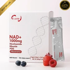 NR1000 NAD+ Drink Mix - Berry Flavor, Energy & Skin Support, 30 Pack