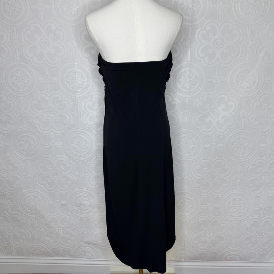 Vintage XOXO Midi Dress Womens Large Black Beaded Strapless Ruched ...