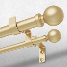 Double Curtain Rod, 1 Inch Gold Extra Long Dual Curtain Rods for Windows 120 to