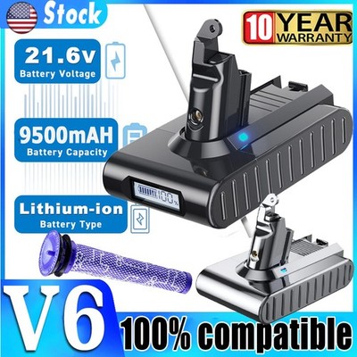 NEW 21.6V 9500mAh V6 Battery For Dyson V6 Animal SV03 SV09 SV09 DC59 / Filters