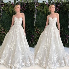 Gorgeous Wedding Dresses Flower Appliques A Line Sweep Train Boho Bridal Gowns