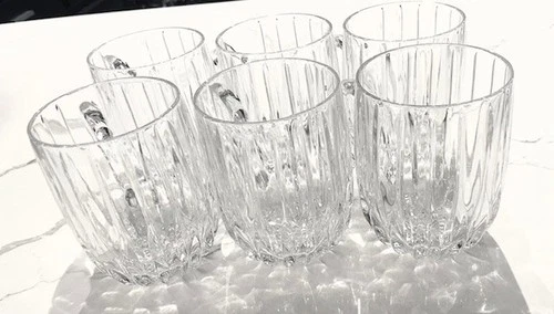 SET OF 6 MIKASA PARK LANE Heavy European Lead Crystal Glasses-Coffee Mugs-Cups