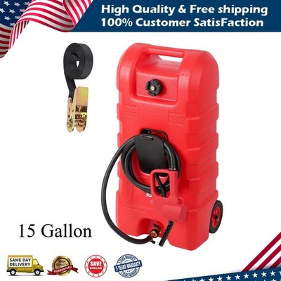 #ad #ad 15 Gallon Fuel Caddy Portable Gas Tank Diesel Fuel w Transfer Pump amp; 10FT Hose $105.88