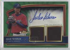 2011 Topps Finest Green Refractor Rookie Dual Relics /149 Julio Teheran Auto 9gj