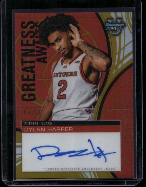 2024-25 Bowman's Best University Dylan Harper #GAA-DH Greatness Awaits Gold /50