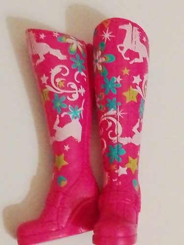 Barbie Pink Boots 2009 Fashion Fever Pony Print Bots Shoes Combine Postage - Picture 3 of 4