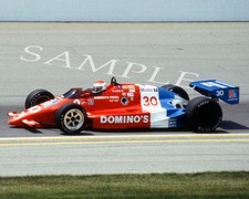 AL UNSER JR 1986 #30 DOMINOS INDY 500 CAR RACING ON TRACK 8X10 GLOSSY PHOTO #W3
