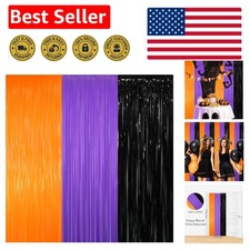 3.2 ft x 8.2 ft Metallic Tinsel Foil Fringe Curtains - Halloween  Party Decor